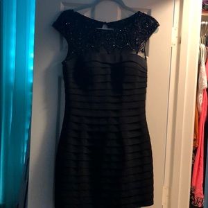 Sherri hill black cocktail dress with rhinestones